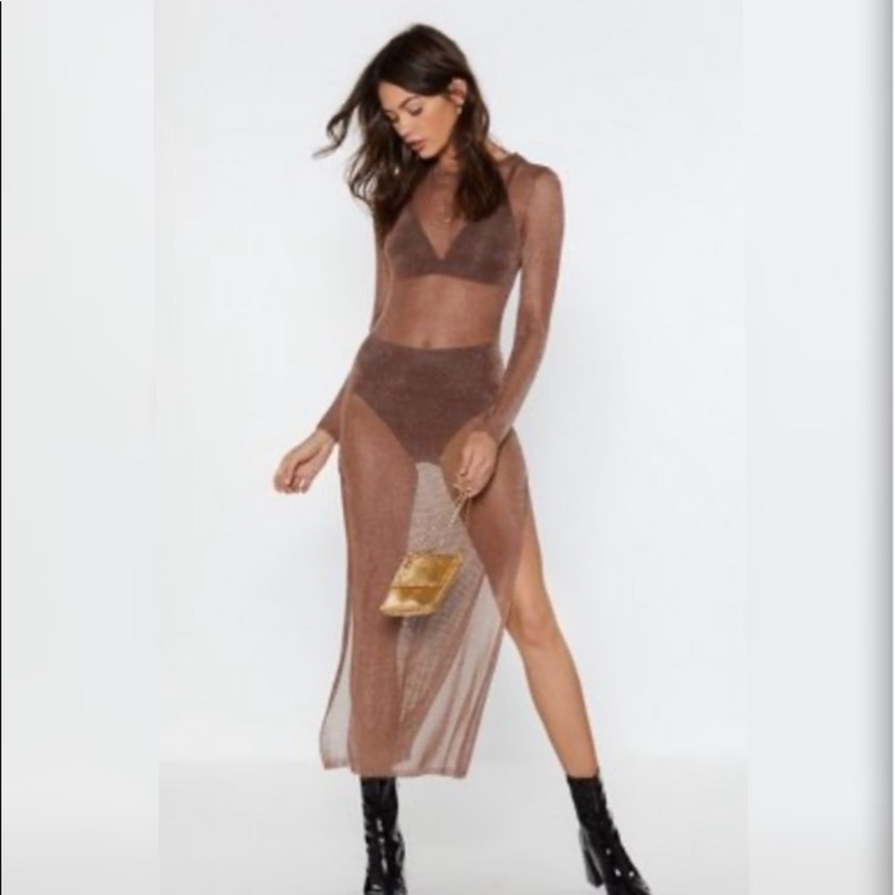 NastyGal Metallic Mesh Dress NWT